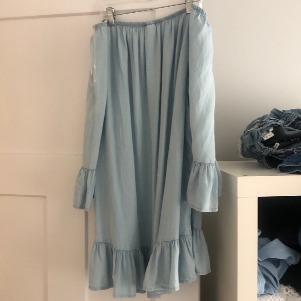 Denim off the shoulder dress